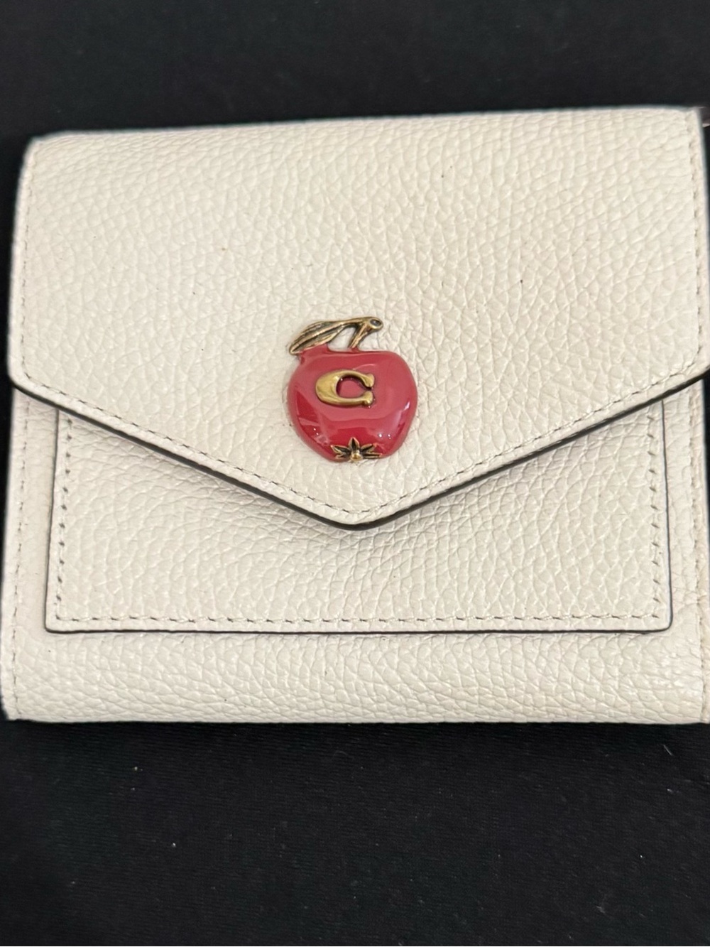 Coach Ivory Pebbled Leather Small Trifold Wallet